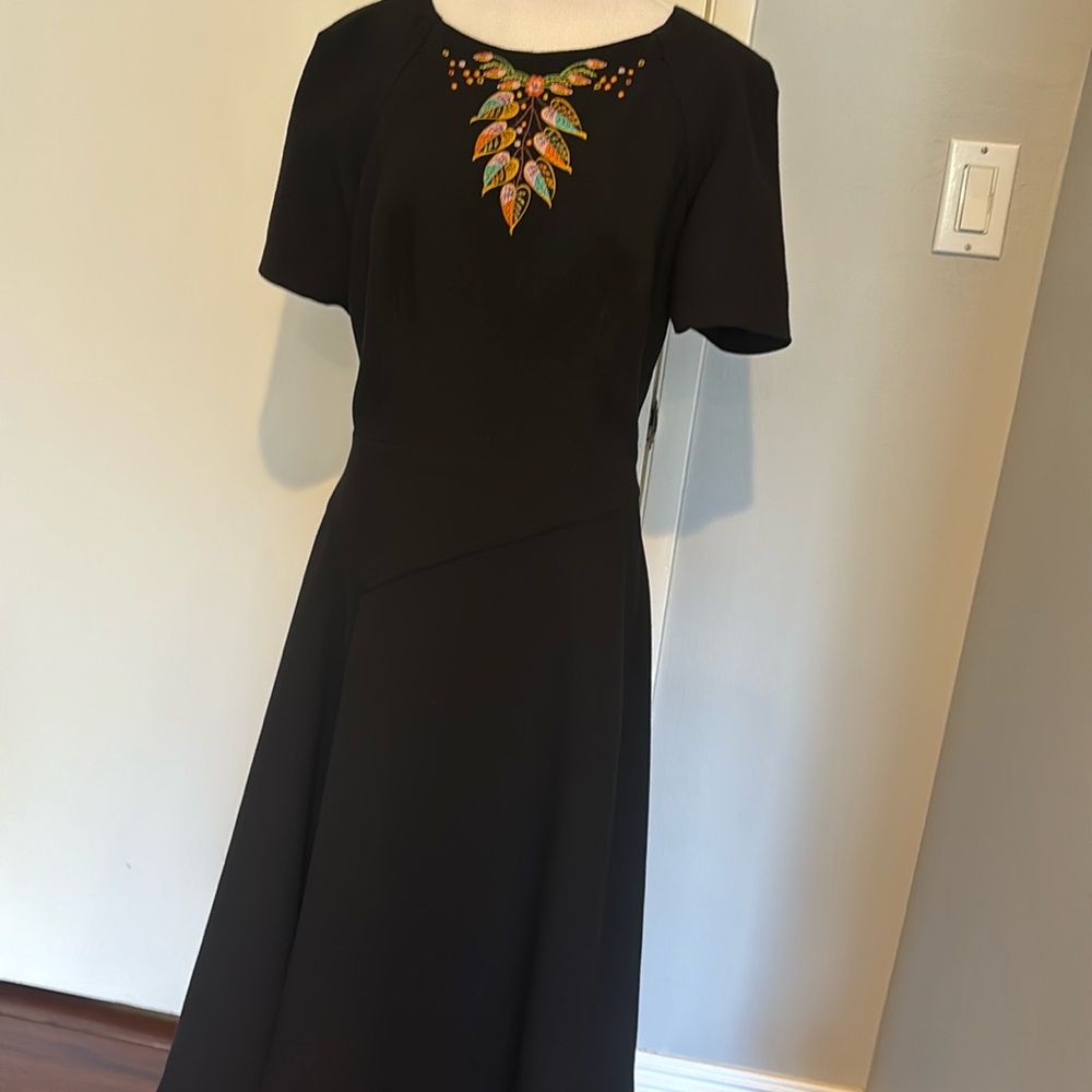 Etro Black Dress with Colorful Embroidery